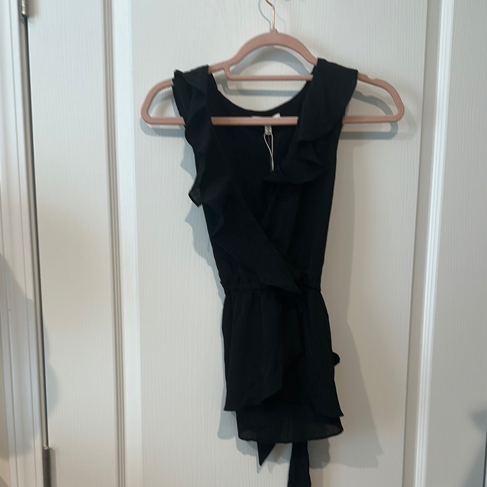 Max Studio Black Ruffle Blouse